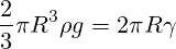 \frac{2}{3} \pi R^3 \rho g=2 \pi R \gamma